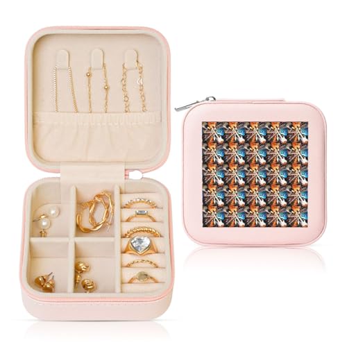 ENGhjes Kleine Schmuckschatulle mit Musik-Gitarren-Druck, Reise-Schmuckschatulle, Mini-Schmuck-Aufbewahrungsvitrine für Frauen von ENGhjes
