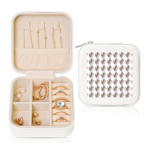 ENGhjes Kleine Schmuckschatulle mit Musik-Symbol-Druck, Reise-Schmuckschatulle, Mini-Schmuck-Aufbewahrungsvitrine für Frauen von ENGhjes