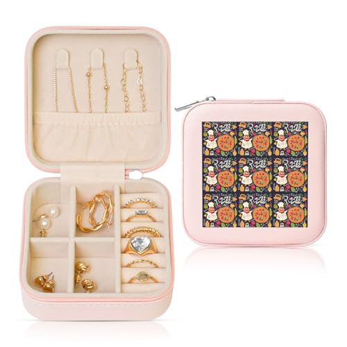 ENGhjes Kleine Schmuckschatulle mit Pizza-Druck, Reise-Schmuckkästchen, Mini-Schmuckaufbewahrung, Vitrine für Damen ENGhjes Kleine Schmuckschatulle mit Pizza-Druck, Reise-Schmuckkästchen, Mini-Schmuckaufbewahrung, Vitrine für Damen von ENGhjes