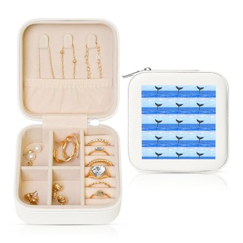ENGhjes Kleine Schmuckschatulle mit Walschwanz-Druck, Reise-Schmuckkästchen, Mini-Schmuckaufbewahrung, Vitrine für Damen ENGhjes Kleine Schmuckschatulle mit Walschwanz-Druck, Reise-Schmuckkästchen, Mini-Schmuckaufbewahrung, Vitrine für Damen von ENGhjes