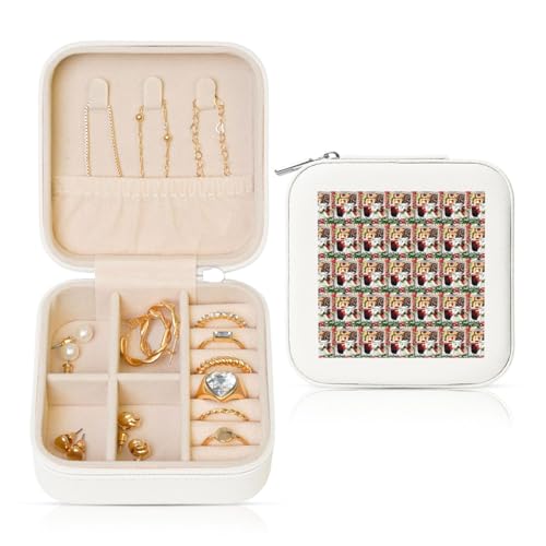 ENGhjes Kleine Schmuckschatulle mit Weihnachts-Hunde-Druck, Reise-Schmuckkästchen, Mini-Schmuckaufbewahrung, Vitrine für Damen ENGhjes Kleine Schmuckschatulle mit Weihnachts-Hunde-Druck, Reise-Schmuckkästchen, Mini-Schmuckaufbewahrung, Vitrine für Damen von ENGhjes