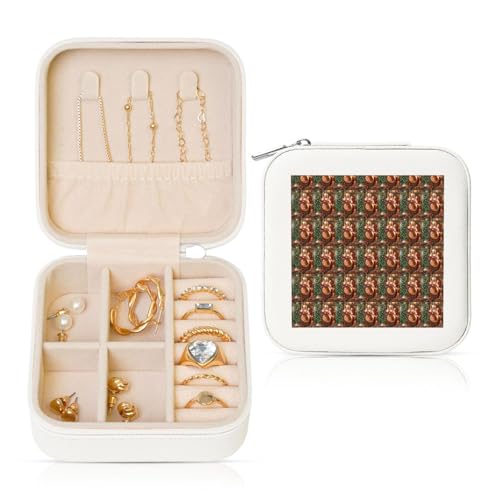 ENGhjes Kleine Schmuckschatulle mit Weihnachtsmann-Motiv, Reise-Schmuckkästchen, tragbar, Schmuckaufbewahrung, Vitrine für Damen von ENGhjes