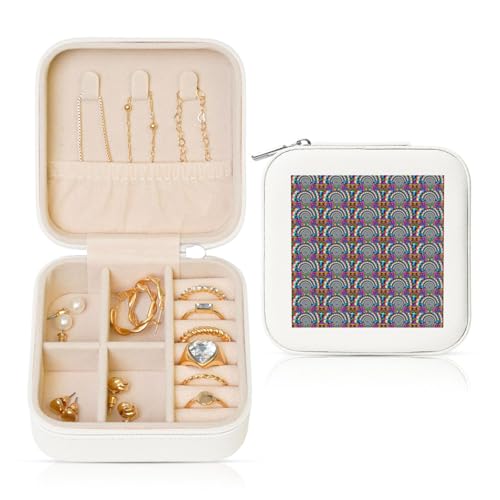 ENGhjes Kleine Schmuckschatulle mit abstraktem Pilzmotiv, buntes Mandala-Druck, Reise-Schmuckschatulle, Mini-Schmuck-Aufbewahrungsvitrine für Damen von ENGhjes