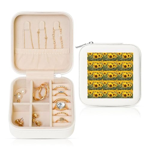 ENGhjes Kleine Schmuckschatulle mit gelbem Sonnenblumendruck, Reise-Schmuckkästchen, tragbar, Schmuckaufbewahrung, Vitrine für Damen ENGhjes Kleine Schmuckschatulle mit gelbem Sonnenblumendruck, Reise-Schmuckkästchen, tragbar, Schmuckaufbewahrung, Vitrine für Damen von ENGhjes