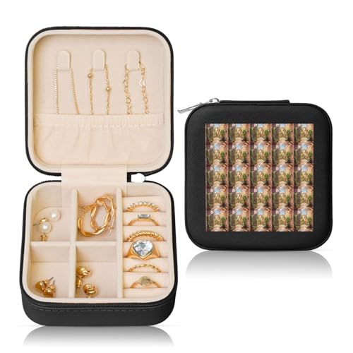 ENGhjes Kleine Schmuckschatulle mit italienischem toskanischem Druck, Reise-Schmuckkästchen, Mini-Schmuckaufbewahrung, Vitrine für Damen von ENGhjes