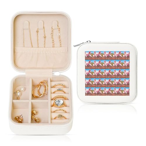 ENGhjes Kleine Schmuckschatulle mit lustigem Schweine-Druck, Reise-Schmuckkästchen, tragbar, Schmuckaufbewahrung, Vitrine für Frauen von ENGhjes