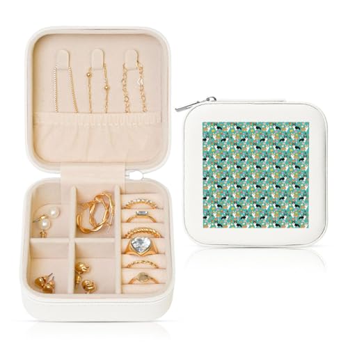ENGhjes Kleine Schmuckschatulle mit niedlichem Corgi-Druck, Reise-Schmuckkästchen, Mini-Schmuckaufbewahrung, Vitrine für Damen von ENGhjes