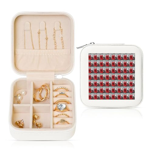 Kleine Schmuckschatulle im Retro-/London-Design, mit Telefondruck, Reise-Schmuckschatulle, Mini-Schmuck-Aufbewahrungsvitrine für Damen von ENGhjes