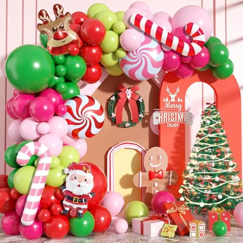 Weihnachten Luftballon Girlande,114pcs Weihnachten Ballon Girlande Set Rot Grün Rosa wiederverwendbar ballons,Weihnachten Deko für Weihnachts Neujahrs Karneval party Dekorationen Weihnachten Luftballon Girlande,114pcs Weihnachten Ballon Girlande Set Rot Grün Rosa wiederverwendbar ballons,Weihnachten Deko für Weihnachts Neujahrs Karneval party Dekorationen von ENIKMOSD