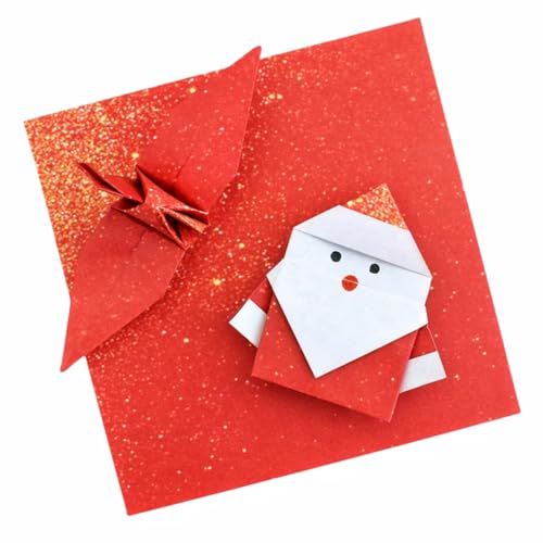 200x ENIXWH Origami Papier Flash Craft Paper Weihnachten Rot Bastelpapier Origamipapier Zweiseitig Faltpapier für Kinder (Rot, 15*15CM) von ENIXWH