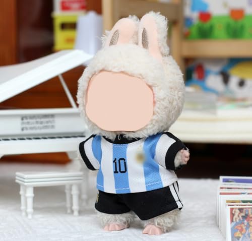Bekleidungs Set für La-bubu 17cm Puppen Fußball Trikots Sommer Kleidung für Fußball Fans (Keine Puppe enthalten) (Blau) von ENIXWH