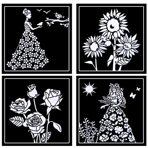 ENJOYART Set mit 4 Velours-Karten, Blumenmuster, 18 x 18 cm von ENJOYART