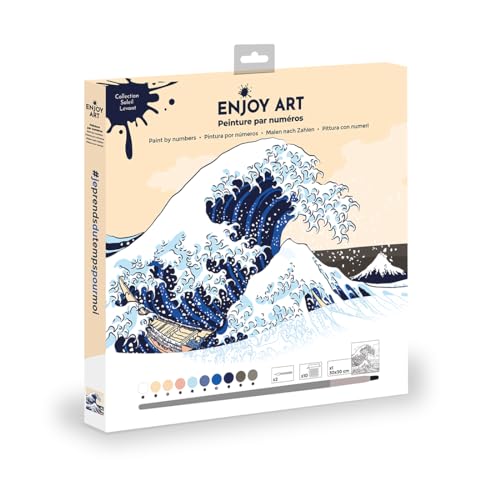 Enjoy Art Malen nach Zahlen Acryl auf Leinwandkarton 30 x 30 cm, für Kinder & Erwachsene, einfaches Bastelset für Anfänger, mit Farbe & Pinseln, Kollektion aufgehende Sonne, Hokusai Enjoy Art Malen nach Zahlen Acryl auf Leinwandkarton 30 x 30 cm, für Kinder & Erwachsene, einfaches Bastelset für Anfänger, mit Farbe & Pinseln, Kollektion aufgehende Sonne, Hokusai von ENJOYART