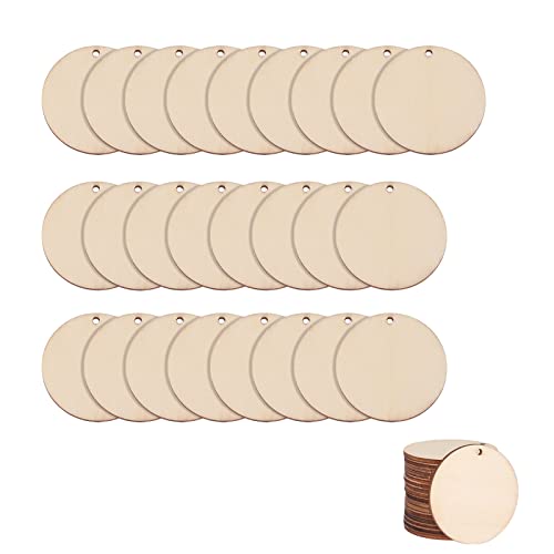 ENLACE 25 Stück Runde Holzscheiben mit Loch, Runde Holzscheiben 5 cm Durchmesser, Kleine Holzscheiben zum Basteln für DIY Schlüsselanhänger, Hängende Dekoration, Malerei ENLACE 25 Stück Runde Holzscheiben mit Loch, Runde Holzscheiben 5 cm Durchmesser, Kleine Holzscheiben zum Basteln für DIY Schlüsselanhänger, Hängende Dekoration, Malerei von ENLACE