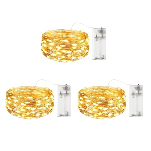 ENLACE 3 Stück LED Lichterkette Batterie, 3M 30 LED Micro Kupferdraht Lichterkette Innen Batteriebetrieben, Warmweiß Lichterkette für Party, Hochzeit, Kinderzimmer, Weihnachten, Innen Außen Dekoration ENLACE 3 Stück LED Lichterkette Batterie, 3M 30 LED Micro Kupferdraht Lichterkette Innen Batteriebetrieben, Warmweiß Lichterkette für Party, Hochzeit, Kinderzimmer, Weihnachten, Innen Außen Dekoration von ENLACE