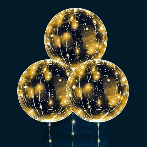 ENLACE 3 Stück Leuchtende Luftballons, 20 Zoll Bobo Ballons mit 3 Stück 3M 30 LED Lichterkette, Bobo Helium Ballons für Geburtstag Hochzeit Weihnachten Valentinstag Party Deko, Warmweiß ENLACE 3 Stück Leuchtende Luftballons, 20 Zoll Bobo Ballons mit 3 Stück 3M 30 LED Lichterkette, Bobo Helium Ballons für Geburtstag Hochzeit Weihnachten Valentinstag Party Deko, Warmweiß von ENLACE