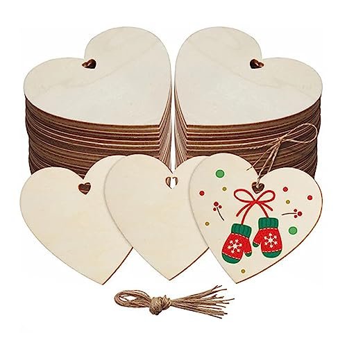 ENLACE 30 Stück Holzherzen Deko, mit Jute Schnur, 8cm Holzherzen Scheiben Deko mit Löchern, Holzherzen zum Basteln und Dekorieren, für DIY Handwerk, Tischdekoration, Malerei ENLACE 30 Stück Holzherzen Deko, mit Jute Schnur, 8cm Holzherzen Scheiben Deko mit Löchern, Holzherzen zum Basteln und Dekorieren, für DIY Handwerk, Tischdekoration, Malerei von ENLACE