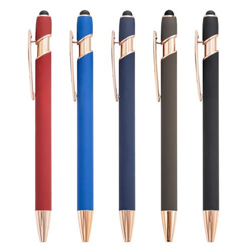 ENLACE 5 Stück Kugelschreiber, Druckkugelschreiber, Kugelschreiber Hochwertig Ergonomische Kugelschreiber mit Touchpen, Großraumine Kuli Metall Kugelschreiber Set für Büro und Haushalt ENLACE 5 Stück Kugelschreiber, Druckkugelschreiber, Kugelschreiber Hochwertig Ergonomische Kugelschreiber mit Touchpen, Großraumine Kuli Metall Kugelschreiber Set für Büro und Haushalt von ENLACE