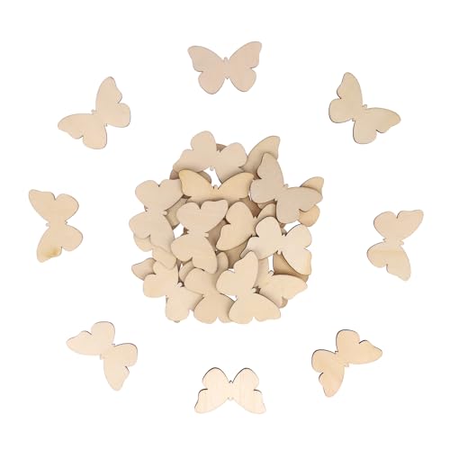 ENLACE 30 Stück Holz Schmetterling Scheiben, DIY Holzscheiben Deko, Holz Schmetterling zum Bemalen, Schmetterlinge Holzplättchen für Bemalen, Dekorieren, Geschenk, DIY Basteln, Scrapbooking von ENLACE