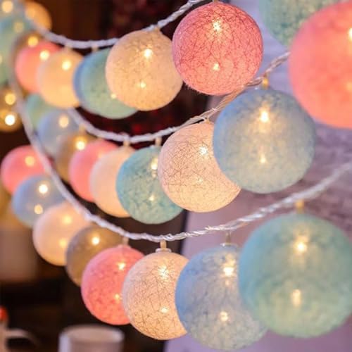 ENLACE Baumwollkugeln Lichterkette, 1,5M 10 LED Cotton Ball Lichterketten Kugeln, Macaron Baumwollkugeln Lichterkette für Kinderzimmer, Hochzeit, Weihnachten, Party, Wohnheim, Innen und Außen Deko ENLACE Baumwollkugeln Lichterkette, 1,5M 10 LED Cotton Ball Lichterketten Kugeln, Macaron Baumwollkugeln Lichterkette für Kinderzimmer, Hochzeit, Weihnachten, Party, Wohnheim, Innen und Außen Deko von ENLACE