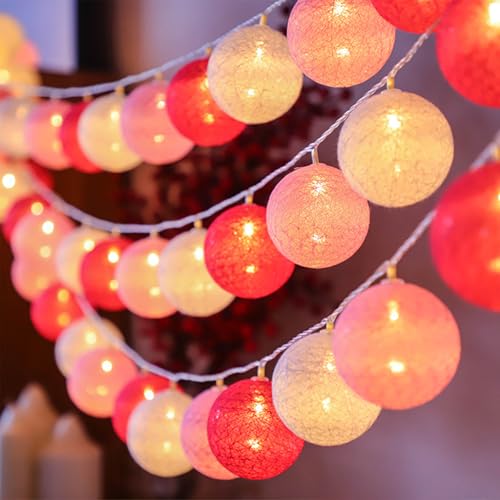 ENLACE Baumwollkugeln Lichterkette, 1,5M 10 LED Rosa Weiß Rot Cotton Ball Lichterketten Batteriebetrieben, Baumwollkugeln Lichterkette für Kinderzimmer, Hochzeit, Weihnachten, Party Deko ENLACE Baumwollkugeln Lichterkette, 1,5M 10 LED Rosa Weiß Rot Cotton Ball Lichterketten Batteriebetrieben, Baumwollkugeln Lichterkette für Kinderzimmer, Hochzeit, Weihnachten, Party Deko von ENLACE