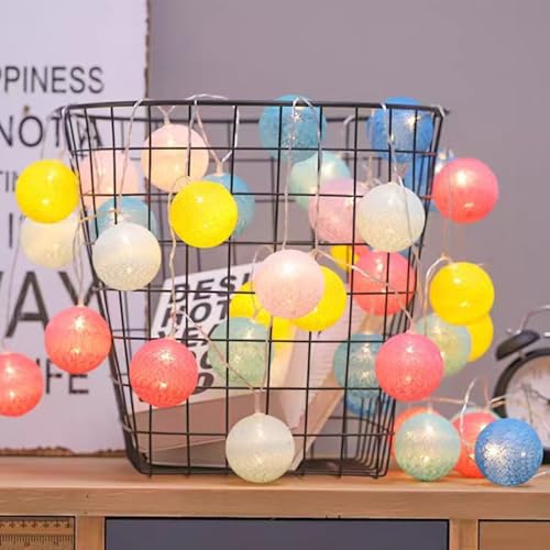 ENLACE Baumwollkugeln Lichterkette Batteriebetrieben, 1,5M 10 LED Cotton Ball Lichterketten Kugeln, Bunt Baumwollkugeln Lichterkette für Kinderzimmer, Hochzeit, Weihnachten, Party, Innen Deko ENLACE Baumwollkugeln Lichterkette Batteriebetrieben, 1,5M 10 LED Cotton Ball Lichterketten Kugeln, Bunt Baumwollkugeln Lichterkette für Kinderzimmer, Hochzeit, Weihnachten, Party, Innen Deko von ENLACE