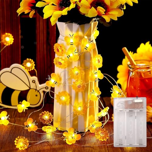 ENLACE Biene Lichterkette, Blumen Lichterkette, 3M 30 LED Lichterkette Bienen und Blumen Batteriebetrie, Lichterketten Deko für Kinderzimmer, Garten, Hochzeit, Party, Außen & Innen ENLACE Biene Lichterkette, Blumen Lichterkette, 3M 30 LED Lichterkette Bienen und Blumen Batteriebetrie, Lichterketten Deko für Kinderzimmer, Garten, Hochzeit, Party, Außen & Innen von ENLACE