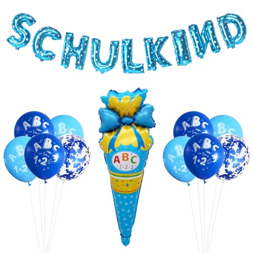ENLACE Deko Einschulung Junge, Einschulung Schuleinführung Schulanfang Deko Set für Jungen, Luftballon Einschulungjunge mit SCHULKIND Folienballon + Zuckertüte Folienballon + 10 Pcs Blau Luftballon ENLACE Deko Einschulung Junge, Einschulung Schuleinführung Schulanfang Deko Set für Jungen, Luftballon Einschulungjunge mit SCHULKIND Folienballon + Zuckertüte Folienballon + 10 Pcs Blau Luftballon von ENLACE