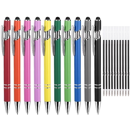 ENLACE Ergonomische Kugelschreiber Hochwertig 10 Stück Schwarz Kugelschreiber aus Metall,1,0 mm Kuli Druckkugelschreiber,Kugelschreiber Set mit 10 Kugelschreiberminen für Büro,Haushalt,Schule von ENLACE