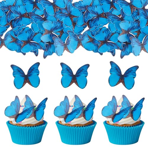 ENLACE Essbare Schmetterlinge Tortendeko,48 Stück Esspapier Schmetterling Deko Torte,Schmetterlinge Cupcake Topper,Essbare Kuchendekoration für Hochzeit,Geburtstag,Babyparty,Partyzubehör von ENLACE