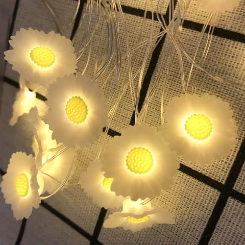 ENLACE Gänseblümchen Lichterkette, 2M 20 LED Blumen Lichterkette Batteriebetrieben, Künstliche Gänseblümchen Lichterketten für Kinderzimmer Garten Herbst Party Außen Innen ENLACE Gänseblümchen Lichterkette, 2M 20 LED Blumen Lichterkette Batteriebetrieben, Künstliche Gänseblümchen Lichterketten für Kinderzimmer Garten Herbst Party Außen Innen von ENLACE