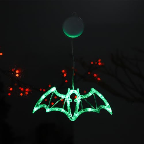 ENLACE Halloween Fenster Lichter, LED Fledermaus Lichterkette mit Saugnapf, LED Fensterlichter Batteriebetriebene für Innen, Halloween Fensterdekoration, Party Deko, Grün ENLACE Halloween Fenster Lichter, LED Fledermaus Lichterkette mit Saugnapf, LED Fensterlichter Batteriebetriebene für Innen, Halloween Fensterdekoration, Party Deko, Grün von ENLACE