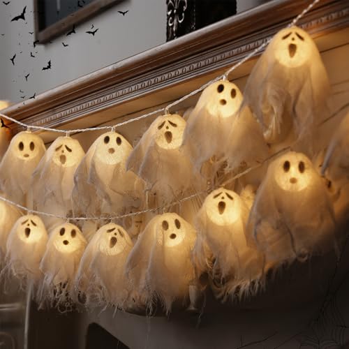 ENLACE Halloween Geister Lichterkette, 1,5M 10 LED Gespenst Lichterkette Batteriebetrieben, Geister Lichterketten für Halloween Deko, Herbst, Weihnachten, Party, Warmweiß ENLACE Halloween Geister Lichterkette, 1,5M 10 LED Gespenst Lichterkette Batteriebetrieben, Geister Lichterketten für Halloween Deko, Herbst, Weihnachten, Party, Warmweiß von ENLACE