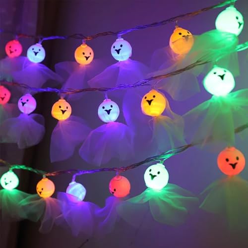ENLACE Halloween Lichterkette, 1,5M 10 LED Geister-Lichterkette mit Tüll Batteriebetrieben, Bunt Geister Lichterketten für Halloween Deko, Schlafzimmer, Partydekoration, Außen Innen ENLACE Halloween Lichterkette, 1,5M 10 LED Geister-Lichterkette mit Tüll Batteriebetrieben, Bunt Geister Lichterketten für Halloween Deko, Schlafzimmer, Partydekoration, Außen Innen von ENLACE