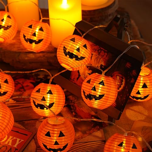 ENLACE Halloween Lichterkette Batteriebetrieben, 1,5M 10 LED Orange Kürbis Lampion Lichterkette, Halloween Kürbis Lichter für Party, Garten, Weihnachten, Herbst, Hochzeit, Außen und Innen ENLACE Halloween Lichterkette Batteriebetrieben, 1,5M 10 LED Orange Kürbis Lampion Lichterkette, Halloween Kürbis Lichter für Party, Garten, Weihnachten, Herbst, Hochzeit, Außen und Innen von ENLACE