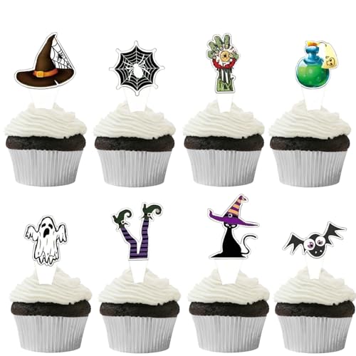 ENLACE 48 Stück Halloween Cupcake Deko,Tortendeko Halloween Kuchen Deko Papier,Hexe Tortendeko Geburtstag,Fledermaus Muffin Dekoration,Schwarze Katze Spinnennetz Geist Kuchendeko Halloweenparty ENLACE 48 Stück Halloween Cupcake Deko,Tortendeko Halloween Kuchen Deko Papier,Hexe Tortendeko Geburtstag,Fledermaus Muffin Dekoration,Schwarze Katze Spinnennetz Geist Kuchendeko Halloweenparty von ENLACE