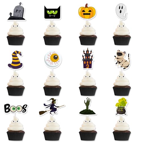 ENLACE 24 Stück Tortendeko Halloween Deko Kuchen,Halloween Cupcake Deko,Hexe Muffin Topper,Geist Tortendeko Geburtstag,Papier Kuchendeko Halloweenparty Kürbis RIP Schwarze Katze Zombie ENLACE 24 Stück Tortendeko Halloween Deko Kuchen,Halloween Cupcake Deko,Hexe Muffin Topper,Geist Tortendeko Geburtstag,Papier Kuchendeko Halloweenparty Kürbis RIP Schwarze Katze Zombie von ENLACE