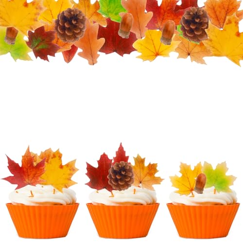ENLACE 50 Stück Herbstdeko Tortendeko Ahornblätter Essbar, Herbst Blätter Cupcake Topper, Esspapier Tortendeko Thanksgiving Dekorationen, Erntedankfest Muffin Deko, Ahornblätter Kuchendeko Pinienkerne ENLACE 50 Stück Herbstdeko Tortendeko Ahornblätter Essbar, Herbst Blätter Cupcake Topper, Esspapier Tortendeko Thanksgiving Dekorationen, Erntedankfest Muffin Deko, Ahornblätter Kuchendeko Pinienkerne von ENLACE