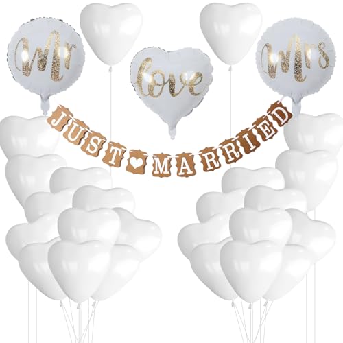 ENLACE Hochzeitsdeko Set, Mr & Mrs Deko Hochzeit Buchstaben Folienballon, Love Folienballons, Just Married Girlande mit 50 Ballons, Weiß Hochzeit Dekoration Standesamt Deko Brautdusche Wedding ENLACE Hochzeitsdeko Set, Mr & Mrs Deko Hochzeit Buchstaben Folienballon, Love Folienballons, Just Married Girlande mit 50 Ballons, Weiß Hochzeit Dekoration Standesamt Deko Brautdusche Wedding von ENLACE