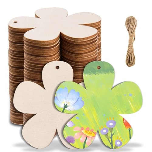 ENLACE Holzblumen, 20 Stück Holz Blumen Scheiben mit Schnur, 7,5 cm Holzblumen zum Bemalen, Naturholzscheiben zum Basteln, für DIY Handwerk Scrapbooking Weihnachtsbaum Anhänger ENLACE Holzblumen, 20 Stück Holz Blumen Scheiben mit Schnur, 7,5 cm Holzblumen zum Bemalen, Naturholzscheiben zum Basteln, für DIY Handwerk Scrapbooking Weihnachtsbaum Anhänger von ENLACE