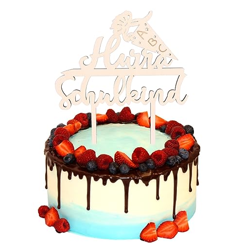 ENLACE Hurra Schulkind Tortendeko, Cake Topper Hurra Schulkind Holz Kuchendeko Schulanfang, Cake Topper Dekorationen für Einschulung, Schulanfang Party Jungen Mädchen ENLACE Hurra Schulkind Tortendeko, Cake Topper Hurra Schulkind Holz Kuchendeko Schulanfang, Cake Topper Dekorationen für Einschulung, Schulanfang Party Jungen Mädchen von ENLACE