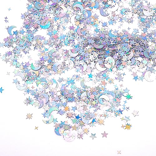 ENLACE Konfetti Geburtstag Deko,2000 Stück Glitzer Konfetti Pailletten Streudeko Geburtstag,Sterne Mond Confetti Silber Hochzeit Deko,Streudeko Tischdeko für Jubiläen,Partys,EID,Hochzeit,DIY ENLACE Konfetti Geburtstag Deko,2000 Stück Glitzer Konfetti Pailletten Streudeko Geburtstag,Sterne Mond Confetti Silber Hochzeit Deko,Streudeko Tischdeko für Jubiläen,Partys,EID,Hochzeit,DIY von ENLACE