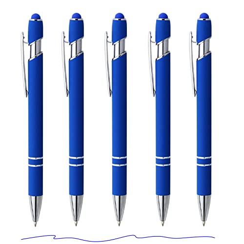 ENLACE Kugelschreiber Ergonomische Hochwertig Kugelschreiber Blau 5 Stück,Rutschfeste Griffzone Kuli Metall Kugelschreiber Set für Büro und Haushalt, Strichstärke 0,7 mm von ENLACE