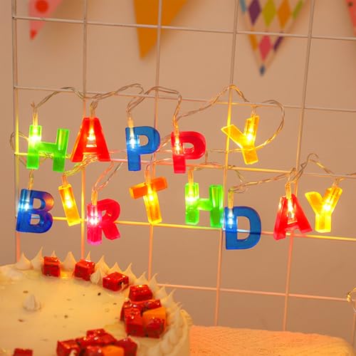 ENLACE LED Lichterkette Happy Birthday, Buchstaben-Lichterkette 'Happy Birthday' mit 13 LEDs, Bunt Geburtstagslichterkette für Partydekoration Kindergeburtstag, Batteriebetrieben ENLACE LED Lichterkette Happy Birthday, Buchstaben-Lichterkette 'Happy Birthday' mit 13 LEDs, Bunt Geburtstagslichterkette für Partydekoration Kindergeburtstag, Batteriebetrieben von ENLACE