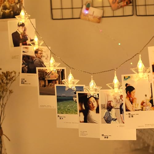 ENLACE LED Fotoclip Lichterkette, 3M 20 LED Sternform Lichterkette mit Klammern Batteriebetrieben, Warmweiß Fotoclips Lichterketten für Bilder Aufhängen, Zimmer, Hochzeiten, Weihnachten, Party Deko ENLACE LED Fotoclip Lichterkette, 3M 20 LED Sternform Lichterkette mit Klammern Batteriebetrieben, Warmweiß Fotoclips Lichterketten für Bilder Aufhängen, Zimmer, Hochzeiten, Weihnachten, Party Deko von ENLACE