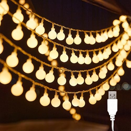 ENLACE LED Globus Lichterkette, 10M 80 LED Lichterkette Kugeln Warmweiß, USB-Betrieben, Kugel Lichterketten für Hochzeit, Party, Weihnachten, Balkon Deko, Camping, Innen & Außen ENLACE LED Globus Lichterkette, 10M 80 LED Lichterkette Kugeln Warmweiß, USB-Betrieben, Kugel Lichterketten für Hochzeit, Party, Weihnachten, Balkon Deko, Camping, Innen & Außen von ENLACE