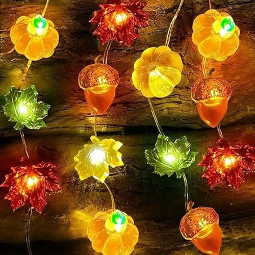 ENLACE LED Herbst Lichterkette, 2m, 20 LEDs, Kürbis-Eichel-Ahornblatt Design, Batteriebetrieben von ENLACE