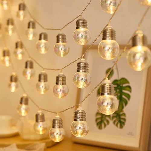 ENLACE LED Lichterkette Batterie, 2M 10 LED Transparent Glitzer Glühbirne Lichterkette, Warmweiß Globe Lichterketten für Innen, Außen, Zimmer, Hochzeit, Weihnachten, Party Dekoration ENLACE LED Lichterkette Batterie, 2M 10 LED Transparent Glitzer Glühbirne Lichterkette, Warmweiß Globe Lichterketten für Innen, Außen, Zimmer, Hochzeit, Weihnachten, Party Dekoration von ENLACE