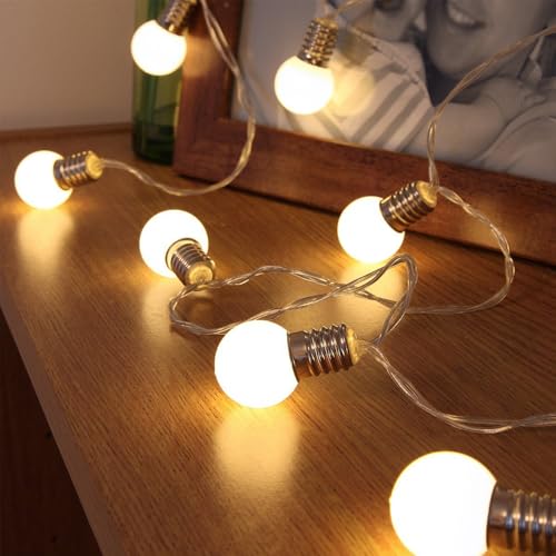 ENLACE LED Lichterkette Glühbirnen, 1,5M 10 LED Glühbirne Party Lichterkette Batteriebetrieb, 5 cm Kugeln, Lichterketten Kugeln für Hochzeit, Kinderzimmer, Weihnachten, Garten, Party Dekoration von ENLACE