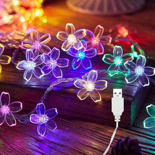 ENLACE LED Lichterkette Kirschblüten, 3M 20 LED Lichterkette Blumen mit USB, Bunt Blumen Lichterkette für Garten, Hochzeit, Innen, Außen, Terrasse, Bäume, Weihnachten, Party Deko ENLACE LED Lichterkette Kirschblüten, 3M 20 LED Lichterkette Blumen mit USB, Bunt Blumen Lichterkette für Garten, Hochzeit, Innen, Außen, Terrasse, Bäume, Weihnachten, Party Deko von ENLACE
